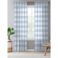 thumbnail image 5 of Sheer Curtains 96 Inches Long, Light Blue Plaid Semi Sheer Curtains Light Filtering Window Treatment, Modern Minimalist Country Privacy Voile Drapes for Living Room Bedroom 52x96 Inch, 5 of 7