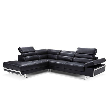 Esf 2347 Contemporary Chic Black Leather Right Hand Facing Sectional Esf 2347 Contemporary Chic Black Leather Right Hand Facing Sectional Sofa