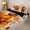 thumbnail image 3 of Manfei Harvest Fall Pumpkin Zipper Twin Comforter Sets with Fitted Sheet and 2 Pillowcases for Kids, Rustic Autumn Berry Pinecone Zipper Bedding Set, Black Reversible, 4pcs, 3 of 6