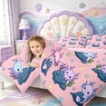 thumbnail image 4 of Manfei Kawaii Axolotl Pattern 7-Piece Twin Bedding,Ocean Themed Animal Bedding Comforter Set,Pink Reversible, 4 of 7