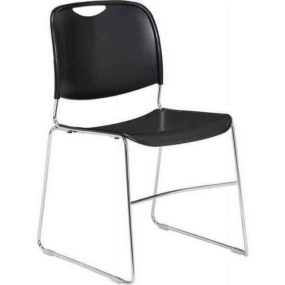 Interion Plastic Stack Chair, Black - Pack of 4