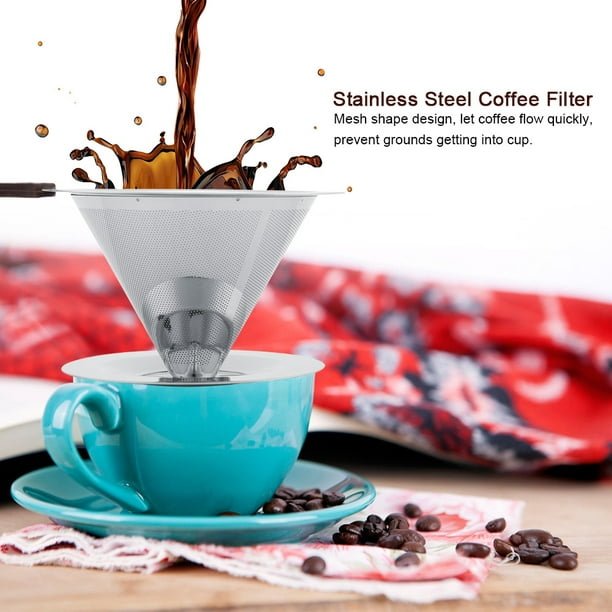 Café Filtres,Support de filtre à café réutilisable en métal or