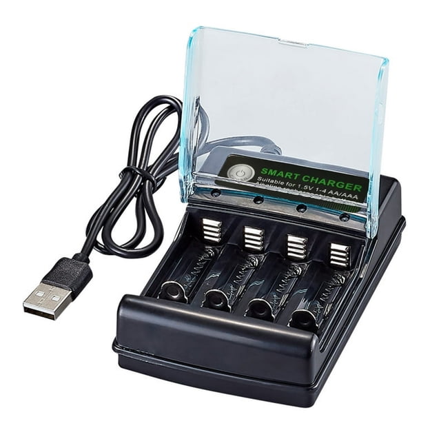 JUNWELL 1.5V Alkaline Battery Charger with Independent Charging 4 Slots and Energy Saving Features