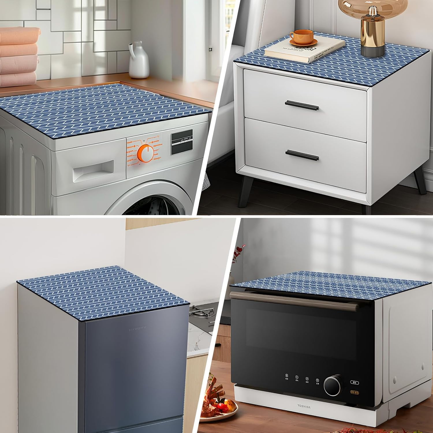 2PCS 27'' x 27'' Waterproof Washer and Dryer Top Protector Mat, Non-Slip Dust-Proof Washing Machine Covers for top of Washer and Dryer for Laundry & Kitchen