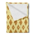 thumbnail image 2 of Retro Soft Flannel Fleece Throw Blanket, Old Fashioned Diamond Shapes with Inner Lines Sixties Style Rhombus Design, Cozy Plush for Indoor and Outdoor Use, 50" x 70", Pale Yellow Amber, by Ambesonne, 2 of 5
