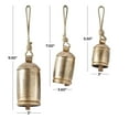 thumbnail image 4 of DecMode Gold Metal Tibetan Inspired Decorative Hanging Bell Chime Set of 3 13", 10", 8"H, Features a Round Shape with Solid Pattern and Metal Clappers, 4 of 12