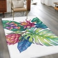 thumbnail image 2 of Tropical Plant Area Rugs 2.7'x5', Washable Small Throw Rugs for Kitchen Bedroom, Summer Watercolor Botanical Palm Leaves Indoor Outdoor Rug Non-Slip Low Pile Carpet Runner Reversible Floor Mats, 2 of 8