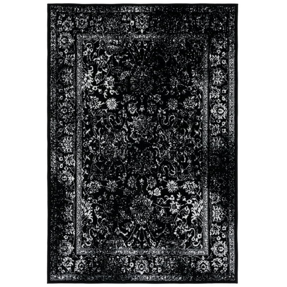 SAFAVIEH Adirondack Wyatt Traditional Distressed Area Rug, Black/Ivory, 4' x 6'