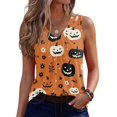 thumbnail image 2 of IMENGL Women's Tank Tops Soft Halloween V Neck Vest Shirts | Pumpkin Graphic Shirt Halloween Print Layering Halloween Outfit Casual Sleeveless Slim-Fit Camisole for Women,M-XXL, 2 of 7