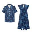 thumbnail image 4 of Garronmavis Blue Turtle Couple Matching Outfit Husban and Wife Clothing Men's Short Sleeve Shirt Summer Beach Tops and Women's V-neck Dress A-Line Party Dresses Size 2XL, 4 of 6