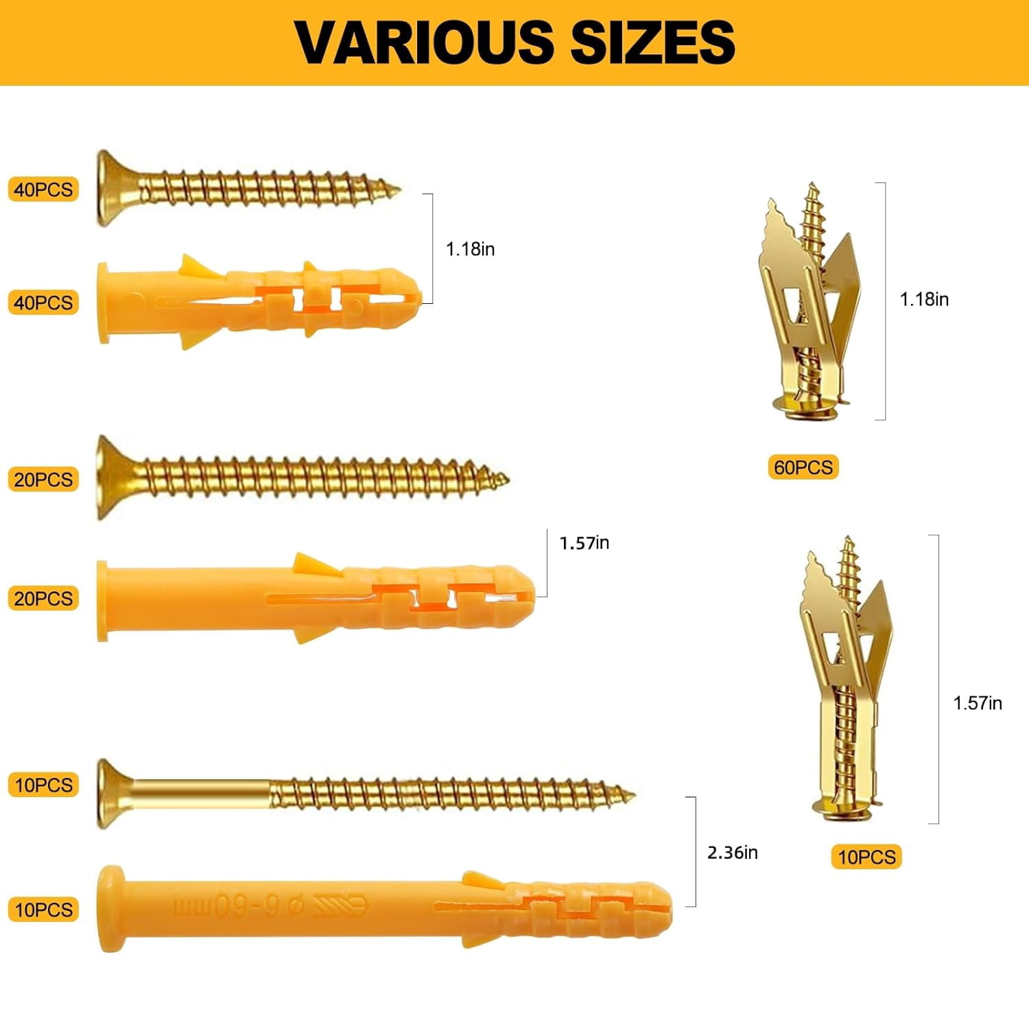210 Pcs Smyeyml Drywall Anchors and Screws Assortment Kit, 70 Pcs Drywall Anchors Heavy Duty, 140 Pcs Self Drilling Drywall Anchors, Wall Anchors for Drywall, Shelves, Pictures, and Office Art Decor
