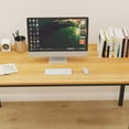 thumbnail image 3 of SOGES 55 inches Large Office Desk Writing Desk, Teak & Black, 3 of 6