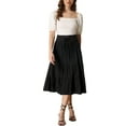 thumbnail image 2 of Allegra K Tiered A-Line Skirt for Women's Lace Up Elastic Waist Swing  Flare Midi Skirt, 2 of 5