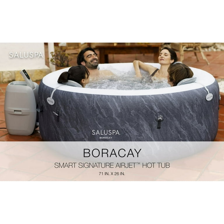Inflatable SaluSpa Tub Jets, 120 Boracay Gray with Hot Bestway AirJet