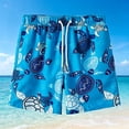 thumbnail image 2 of Rggeeun Boys Child Swimsuit Set Cartoon Animal Pattern Elastic Waist with Adjustable Tie Wide Leg Knee Length Swim Trunks for Summer Pool Training Fashion Swimwear,Blue,7-8 Years, 2 of 3