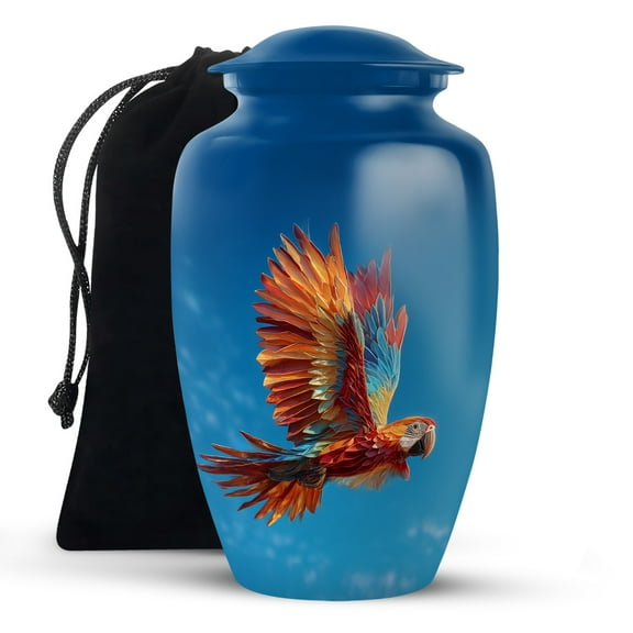 KARYLIZ Parrot Urns For Human Ashes Adult Man Women - Cremation Urns For Human Ashes - Burial Urn for Cremated Remains - Decorative Memorial Urn for Male & Female