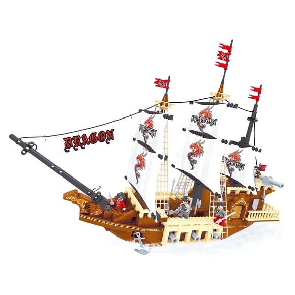 SALYWEE Pirate Ship Building Block Model, Nautical Adventure DIY Kit, Desk Decoration Perfect Gift for Adult Hobbyists