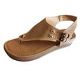 thumbnail image 3 of NGTEVOOS Women's Summer Casual Hollow Split-toe Herringbone Wedge Sandals, 3 of 6