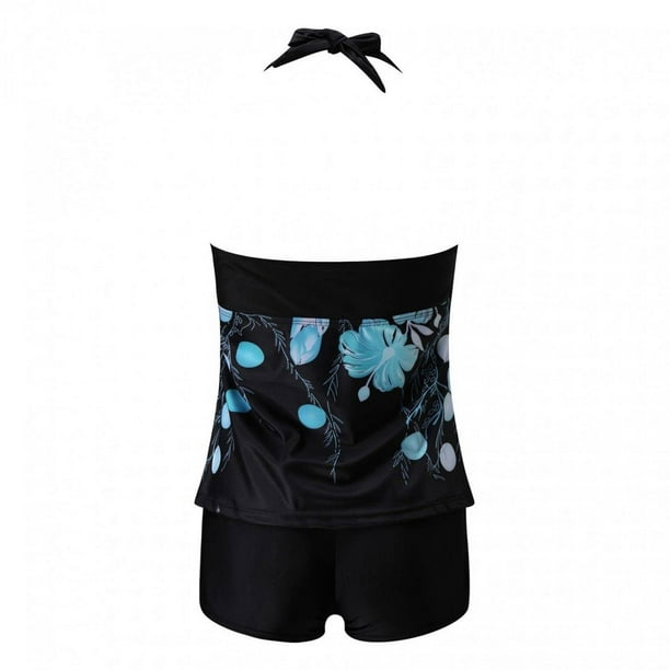 TopLLC Two Piece Tankini Swimsuits for Women with Shorts Halter V