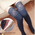 thumbnail image 1 of Calcetines japoneses de encaje por encima de la rodilla, calcetines verticales de talle alto de algodón, medias antideslizantes por encima del muslo para mujer, 1 of 5