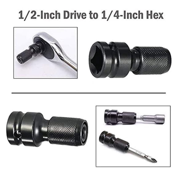 Upgraded 1/2 Inch Squares Drive To 1/4 Inch Hex Female Socket Adapter Converter Chuck Adapter For And Wrench