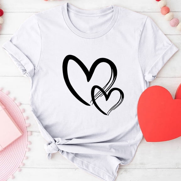 Goodtrade8 Shirts for Womens Valentines Cute Plus Size Valentines for Women Clothes Graphic for Girlfriend Short Sleeve Pullover Womens Tshirts
