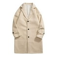 thumbnail image 2 of Herrnalise Men Winter Casual Solid Turndown Keep Warm Single-breasted Windbreaker Coat Khaki, 2 of 6