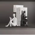 thumbnail image 2 of Black White Decorative Reading Bookends for Shelves Ceramic Home Decor Statues Creative Cartoon Character Crystal Bookends Book Ends Decorative, 2 of 5