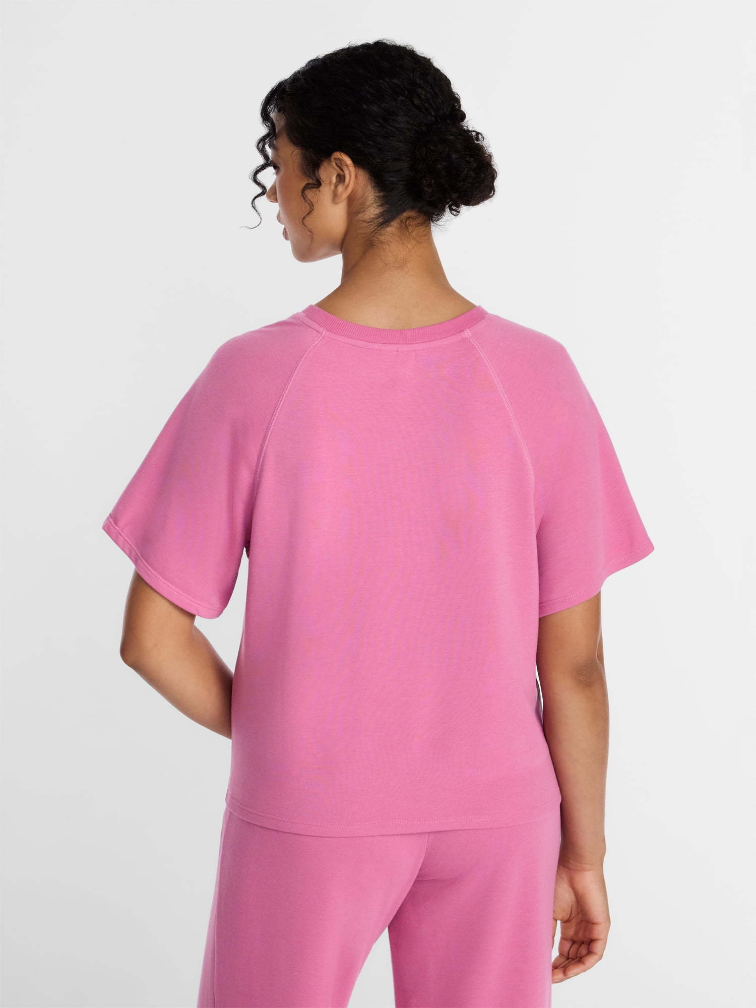 Joyspun Women's French Terry Knit Sleep Top with Short Sleeves, Sizes XS-3X