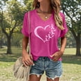 thumbnail image 2 of Puliio Women's Ribbon Heart Quote Print Tshirt Short Sleeve V Neck Casual Awareness Everyday Graphic Tee, 2 of 4