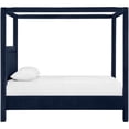 thumbnail image 3 of Bowery Hill Contemporary Navy Velvet Upholstered Full Canopy Bed, 3 of 11