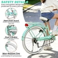thumbnail image 4 of Korimefa 24 inch Beach Cruiser Bike, Comfortable City Bicycle with Shimano 7-Speed Gearing, Front & Rear V-Brakes, Basket & Rear Rack, for Teen Girls Ages 7+, Green, 4 of 13