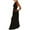 Black, variant on Women's Elegant Chiffon Pleated Maxi Skirt Set - High Neck Crop Top with Wooden Bead Detail