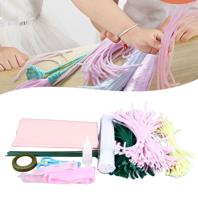 Pipe Cleaner Lily Set, DIY Chenille Stems Bouquet Kit Artificial Hand Crafted Innovative For Holiday Decoration