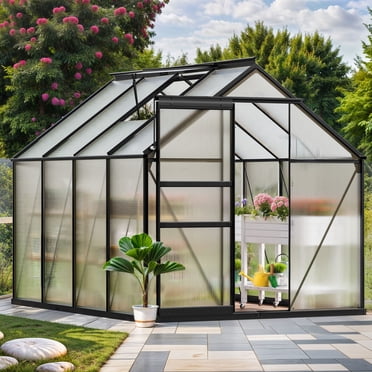 6x8 FT Outdoor Greenhouse WalkIn Design with Ground Nails, Vent