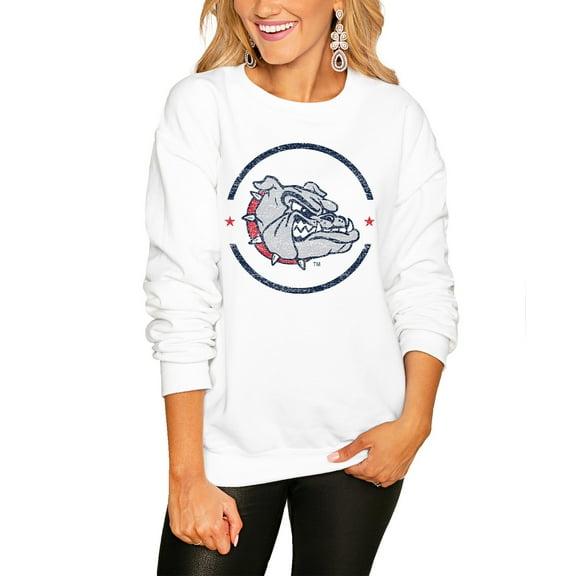 Women's Gameday Couture White Gonzaga Bulldogs End Zone Oversized Sweatshirt