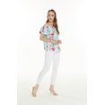 thumbnail image 4 of Women's Hawaiian Off-Shoulder Ruffle Muumuu Top in Pink Turquoise Hibiscus Vine XL, 4 of 5
