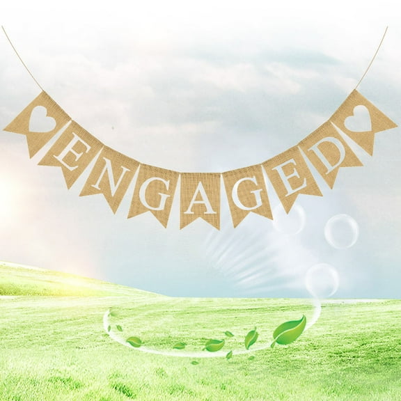 IBASETOY Wear Resistant Khaki Linen Engaged Wedding Banner Bunting for Romantic Decor