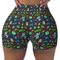 thumbnail image 2 of Sikiie Space Rocket Cosmonaut Planets Print Workout Shorts Women Scrunch Butt Gym Shorts Seamless High Waist Tummy Control Yoga Biker Athletic Shorts-XX-Large, 2 of 8