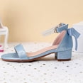 thumbnail image 4 of JAJAHO Girls Floral Princess Dress Shoes Low Heel Sandals Open Toe Hook And Loop Party Wedding Footwear For Little/Big Kids Lovely Shoes, 4 of 5
