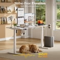 thumbnail image 3 of GUNAITO Height Adjustable Electric Standing Desk, 63 x 28 Inches Sit Stand up Desk, Memory Computer Home Office Desk, White&Brown, 3 of 7
