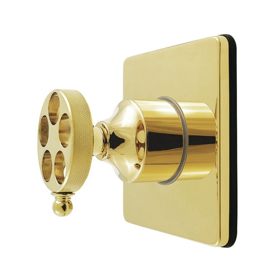 Kingston Brass KS4042RKZ Wendell Single-Handle Six-Way Diverter Valve with Knurled Handle and Square Trim Kit, Polished Brass
