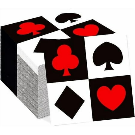 40Pack Disposable Poker Luncheon Napkins - Casino Party Supplies for Themed Birthday Party Decoration