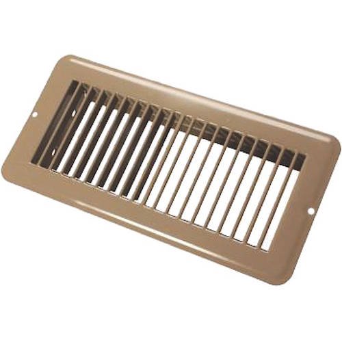 4" x 10" Floor Register, Undampered, Metal, Brown