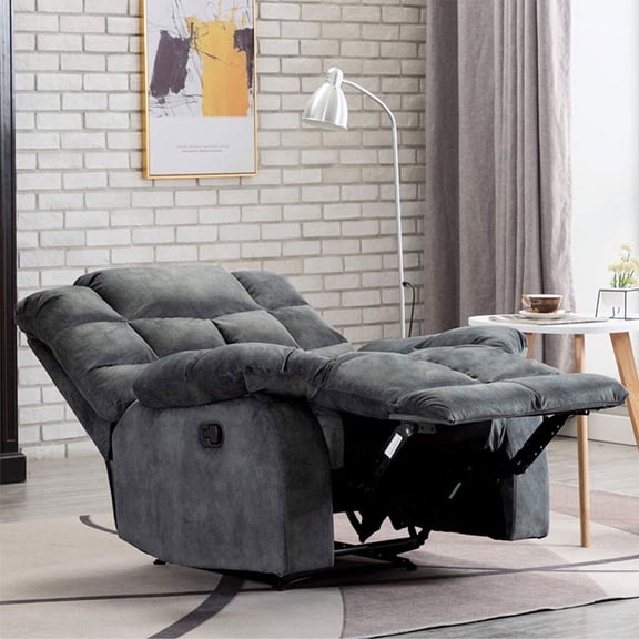 Bonzy Home Recliner Chair Breathable Fabric Reclining Chair Manual Sofa for Living Room, Gray