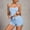 Light Blue, variant on Women's Two Piece Pajama Set Button Front Cami Top and Shorts Lounge Set Sleepwear