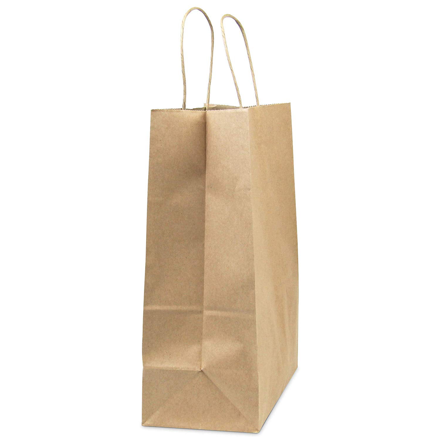 100 Retail Paper Shopping Bag 8x5x10 KRAFT with Rope Handle Plain Natural 