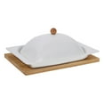 thumbnail image 5 of HOMEMAXS 1 Set Ceramic Butter Dish Cheese Butter Dish Household Cheese Box Kitchen Butter Dish with Wood Base, 5 of 8