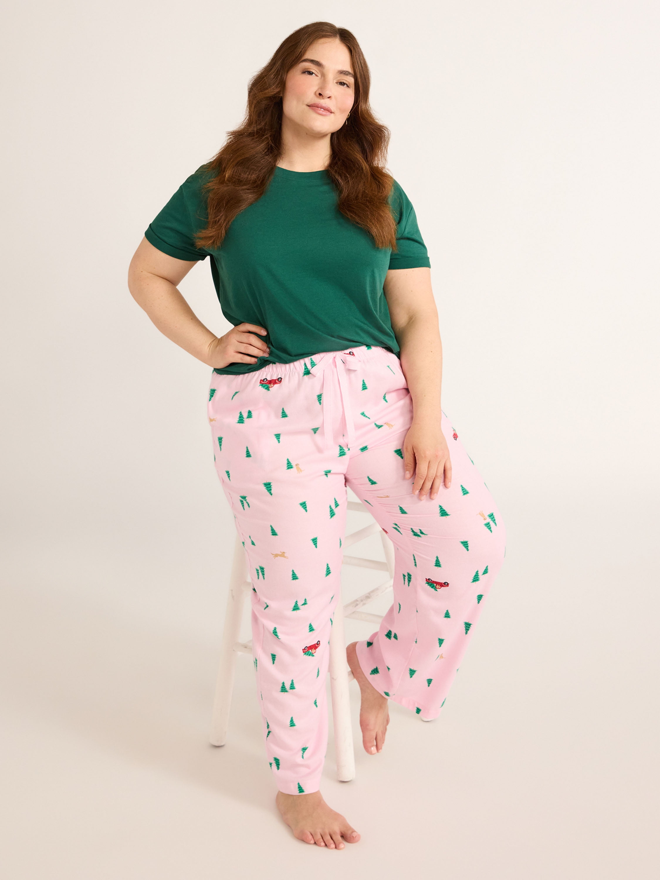 Joyspun Women's Flannel Sleep Pants, 30” Inseam, Sizes XS-3X