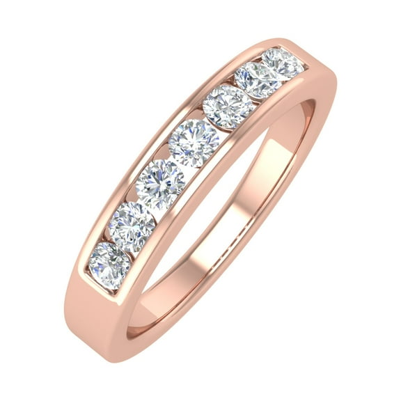 1/2 Carat Channel Set Diamond Wedding Band Ring in 14K Rose Gold (Ring Size 7) (I1-I2 Clarity)